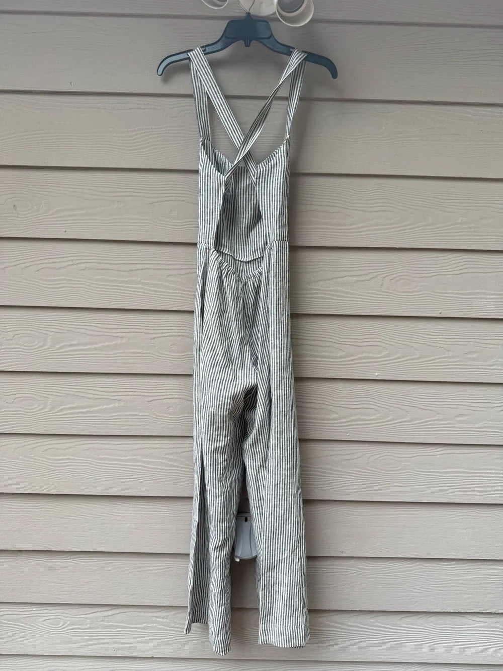 REFORMATION Autumn Linen Jumpsuit Vineyard Stripes Women's